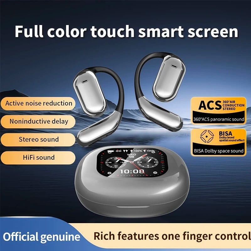 UYUXIO OWS Real Time Translation Earbuds with 144 Languages AI Translating Earphone with LCD Touch Screen Ear Buds Headphone