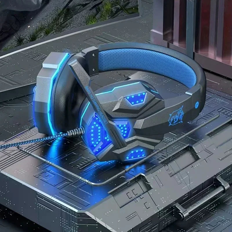 RGB Gaming Headset with Microphone Over-Ear Wired Headphones Drivers Lightweight for PC PS5 Xbox Switch