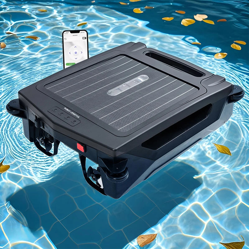 Robot Lifestyle Skimmer Swimming Pool Cleaner APP control, Robotic Water Cleaner S001A 5000mAh Lithium Battery, Solar Panel 10W