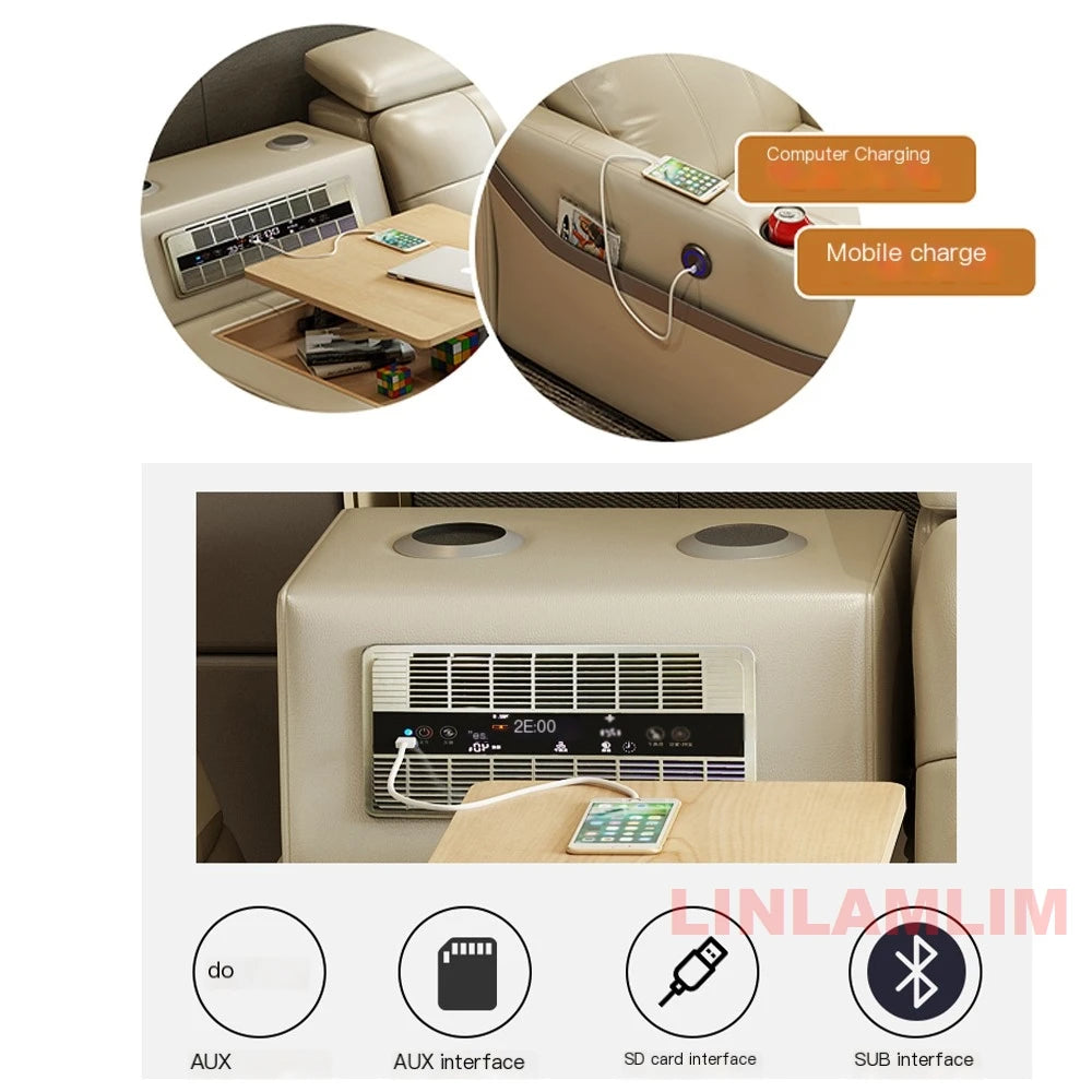 MINGDIBAO Massage Bed with Ultimate Comfort and Genuine Leather Multifunctional Frame - Bluetooth Speaker, Safe Air...