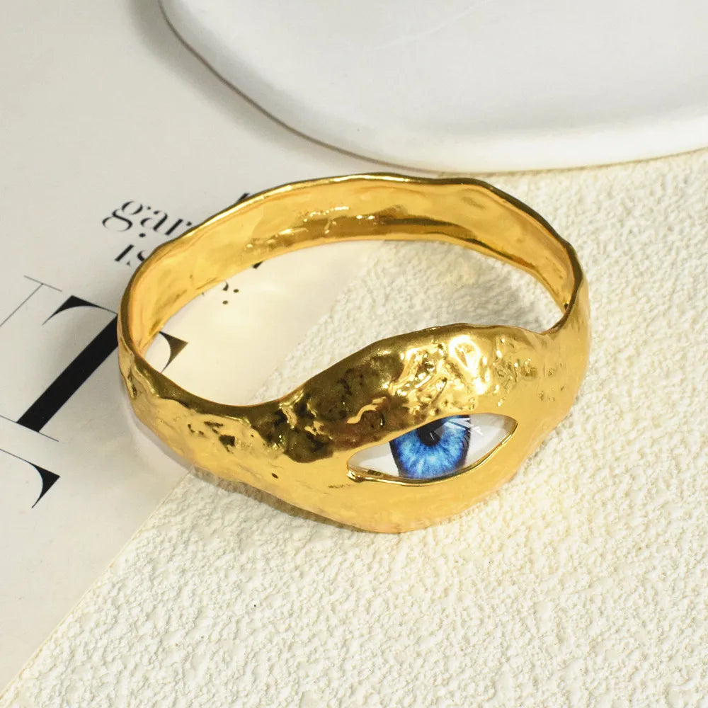 New Exaggerated Alloy Plated Eyes Nose Mouth Bangle Bracelet For Women Fashion Jewelry Gorgeous Hand Simple Bracelet Accessory