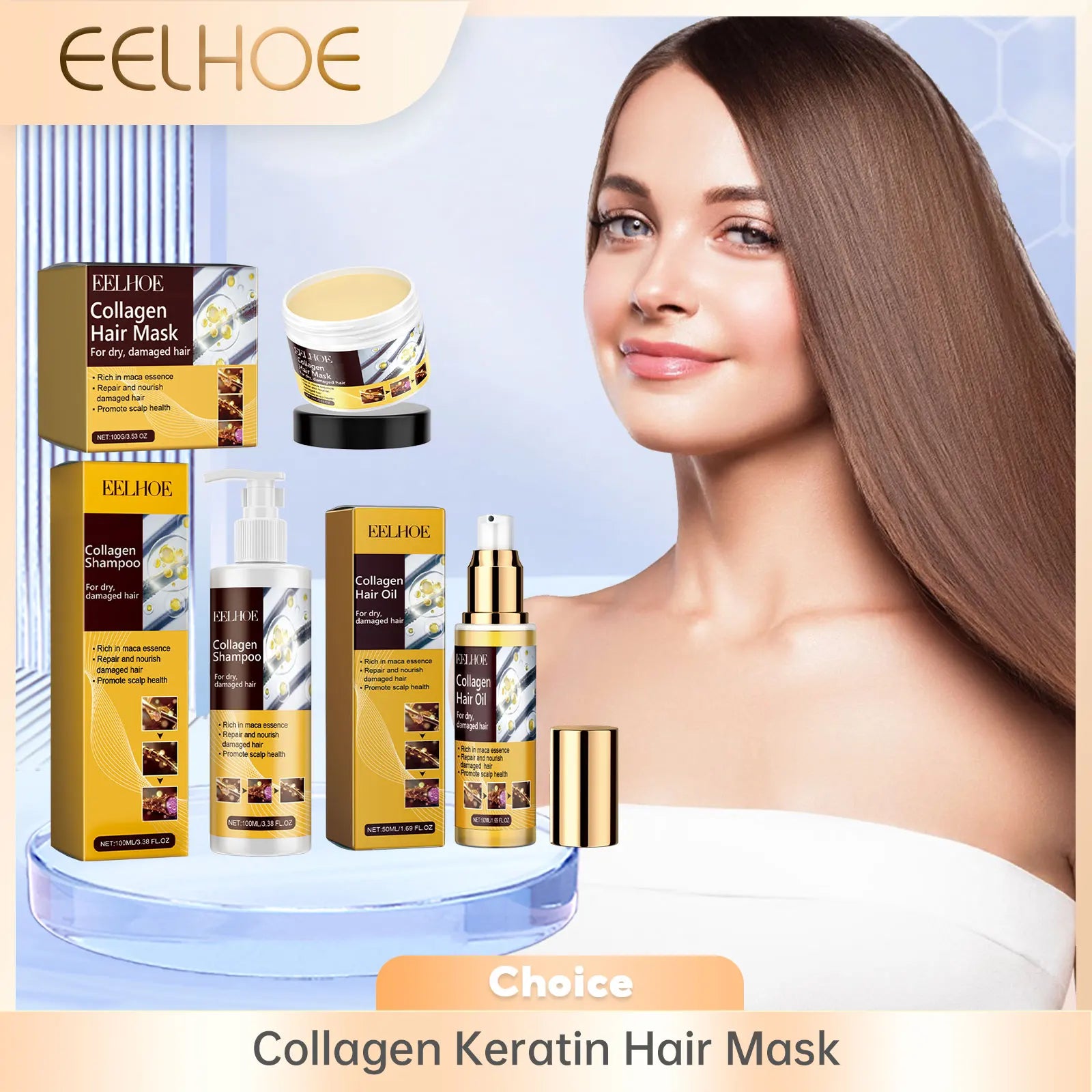 Collagen Keratin Hair Mask Oil Control Moisturizer Hair Soft Smooth Frizz Damaged Repair Revitalize Protein Correction Cream