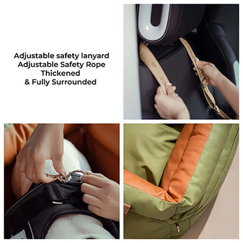 Luxury Dog Beds Faux Leather Pet Car Seat Booster Double Seats Dog Car Seat Bed Safety Buckle Pet Beds