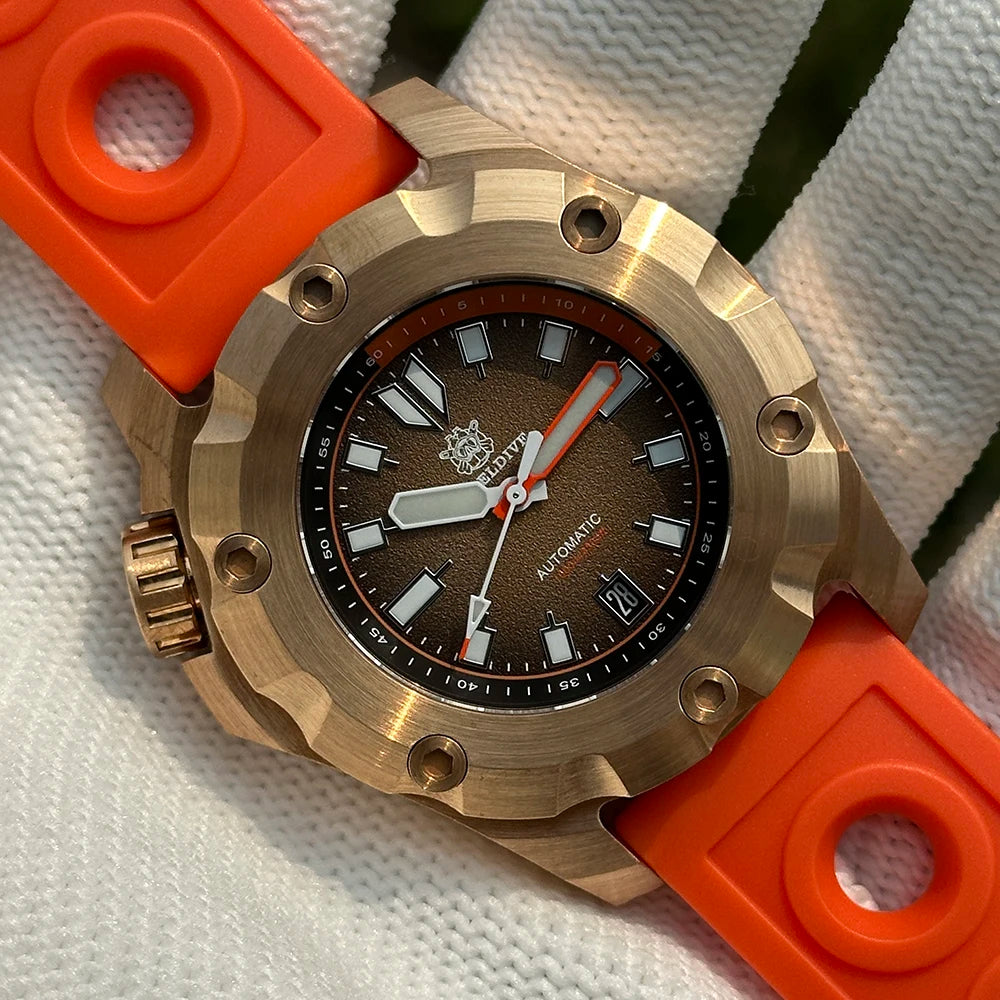 2025 New Arrival SD1942S STEELDIVE Brand 45MM Solid Bronze Case and Bezel Automatic Antique 1000m Waterproof Men Dive Watches - Kimlud