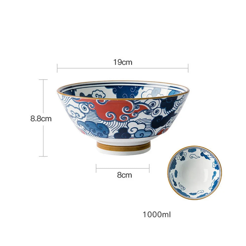 Japanese 7.5 Inch Hat Bowl Retro Ceramic Ramen Soup Bowl Fruit Vegetable Salad Noodle Kitchen Tableware | Kimlud Premium...