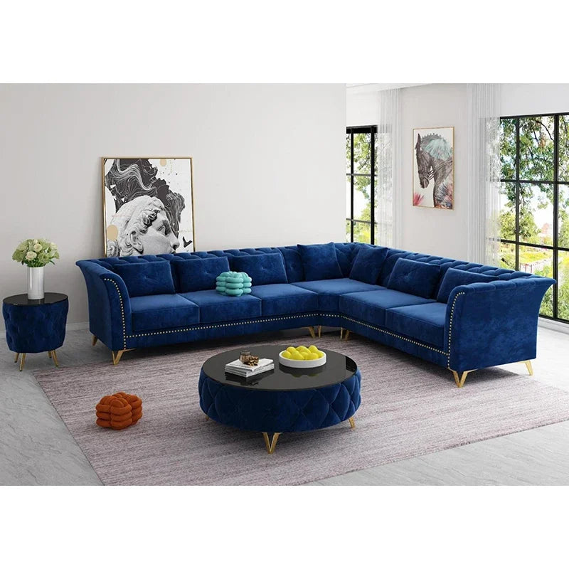 A Italian Design L Shape Corner Couch Living Room Luxury Sofa Set Home Furniture Modern Genuine Leather Chesterfield Sofa