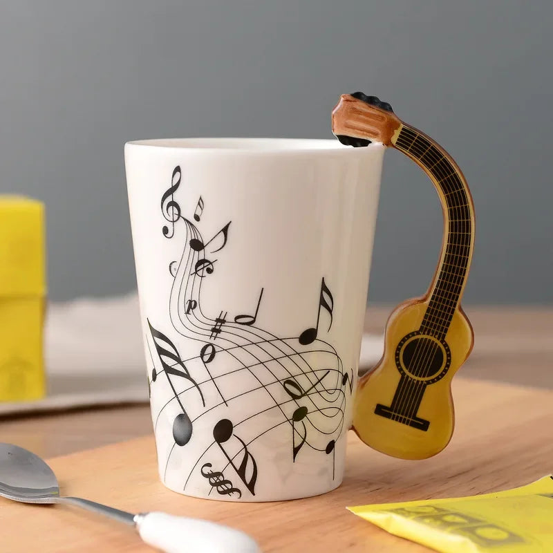 Novelty Music Note Cup Ceramic Guitar Coffee Mugs Personality Tea/Milk/Juice/Lemon Water Bottle Christmas Birthday Gift...