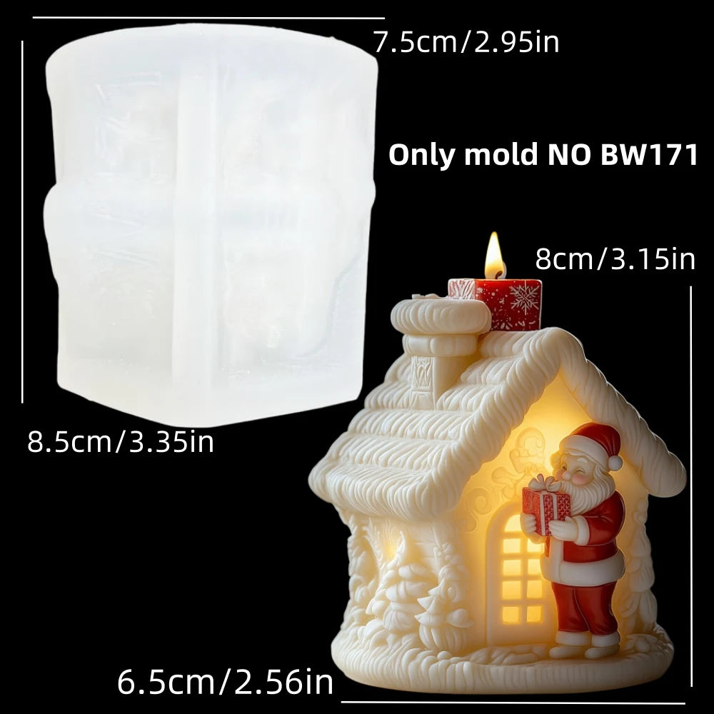 2025 Christmas House Fragrance Candle Silicone Mold Santa Claus Santa Claus Knocking On Door Giving Gifts Resin Plaster Molds