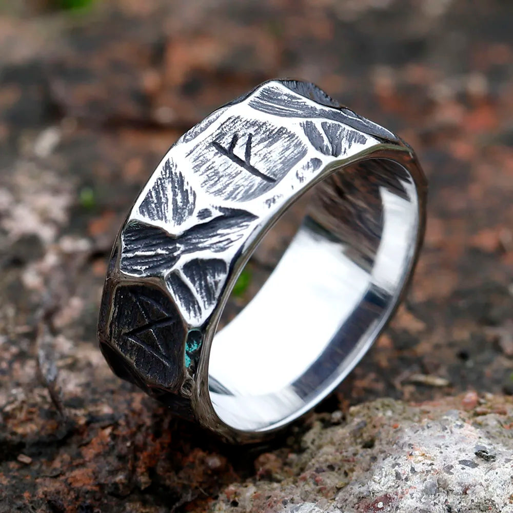 Wholesale Stainless Steel Odin Norse Anel Amulet Rune Couple Dating Viking Rings For Men Women Retro Jewelry Gift Dropshipping