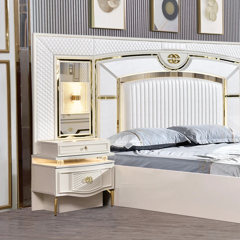 A Factory Price Luxury Bedroom Set Furniture king Size Bed Furniture with Led Light Bedroom Furniture Sets