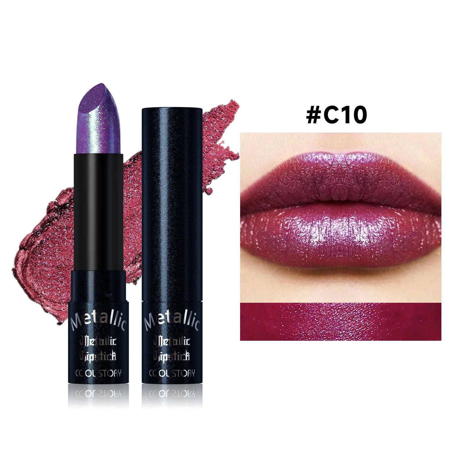 15Colors Metallic Glitter Lipstick Waterproof Lasting Diamond Pearlescent Metallic Lipstick Blue Lip Gloss Women Makeup Cosmetic