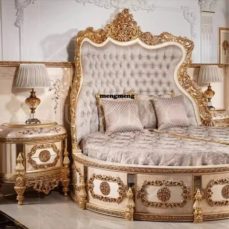 European Luxury Bed Solid Wood Princess Unique Romantic Adult Quality Designer Bed Modern Sleeping Wedding Beliche Furniture - Kimlud