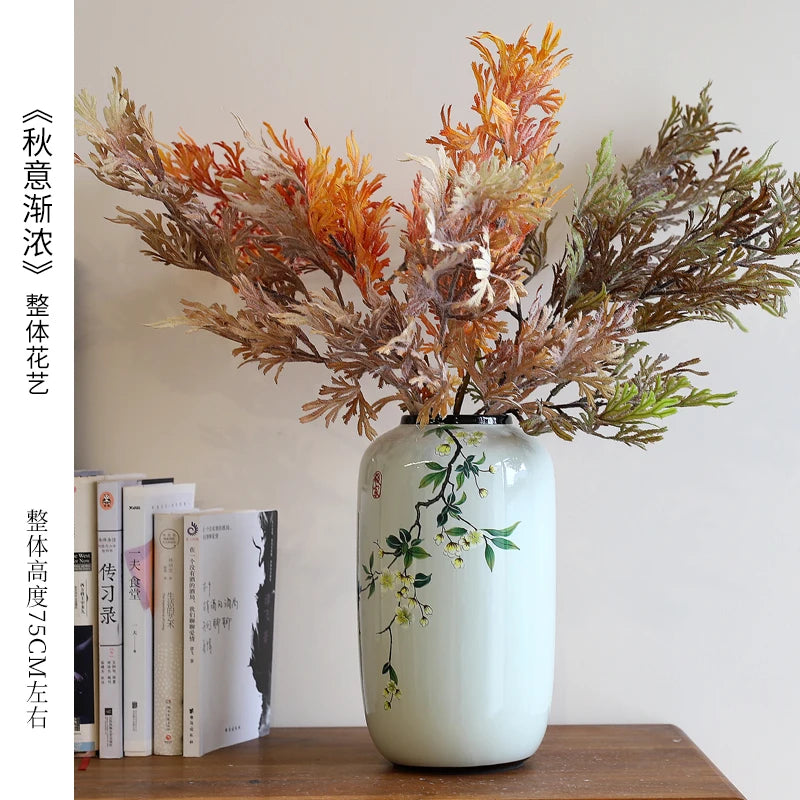 Chinese ceramic vase ornament, living room entrance floral art, home hydroponics creative simple round housewarming gift flower