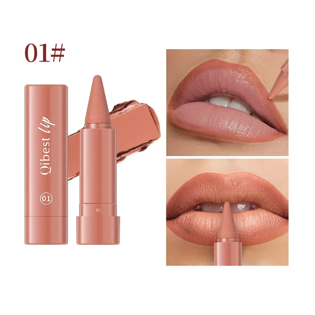 1pc Twist Up Lip Liner Lipstick Pen Multipurpose Blush Matte Red Velvet Lip Contour Waterproof Non Stick Cup Lip Rouge Makeup