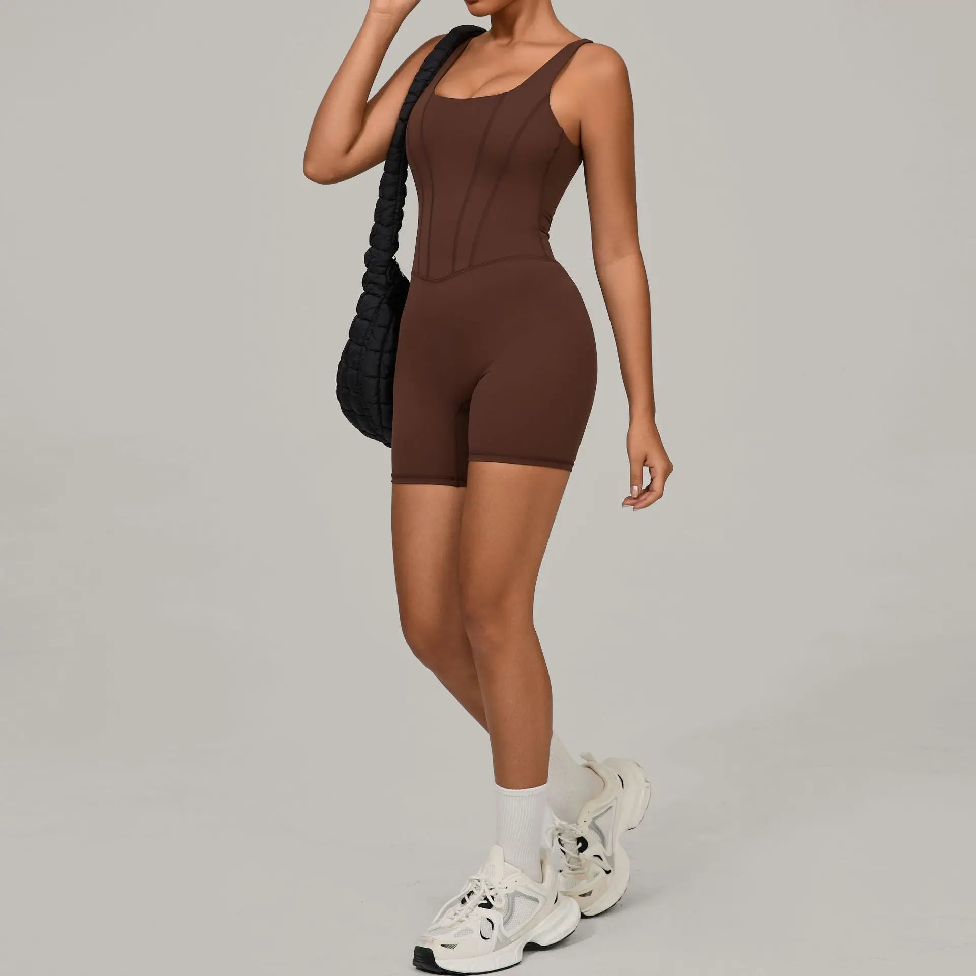Women's Sports Suit Adjustable Shoulder Strap Jumpsuit One Piece Halter Sleeveless Bodysuit Short Jumpsuits Push Up Sportswear