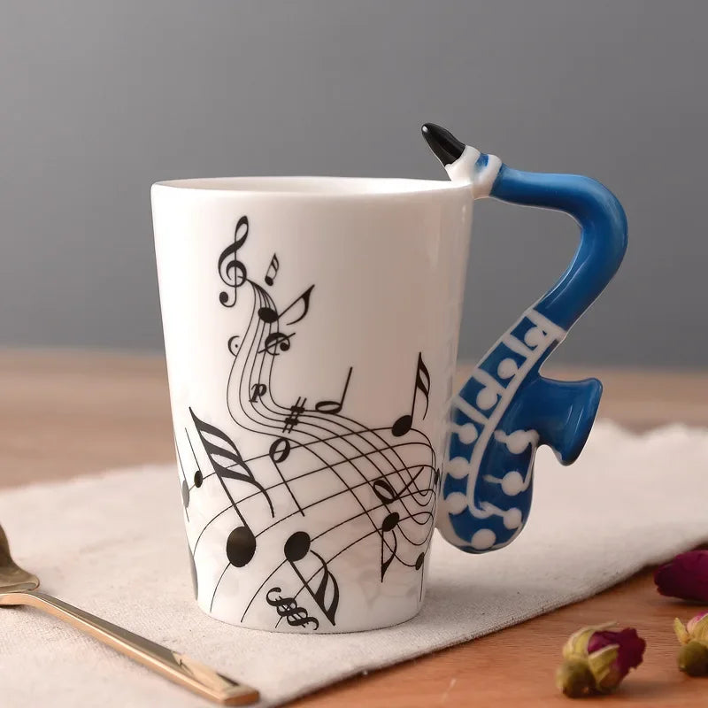 Novelty Music Note Cup Ceramic Guitar Coffee Mugs Personality Tea/Milk/Juice/Lemon Water Bottle Christmas Birthday Gift...