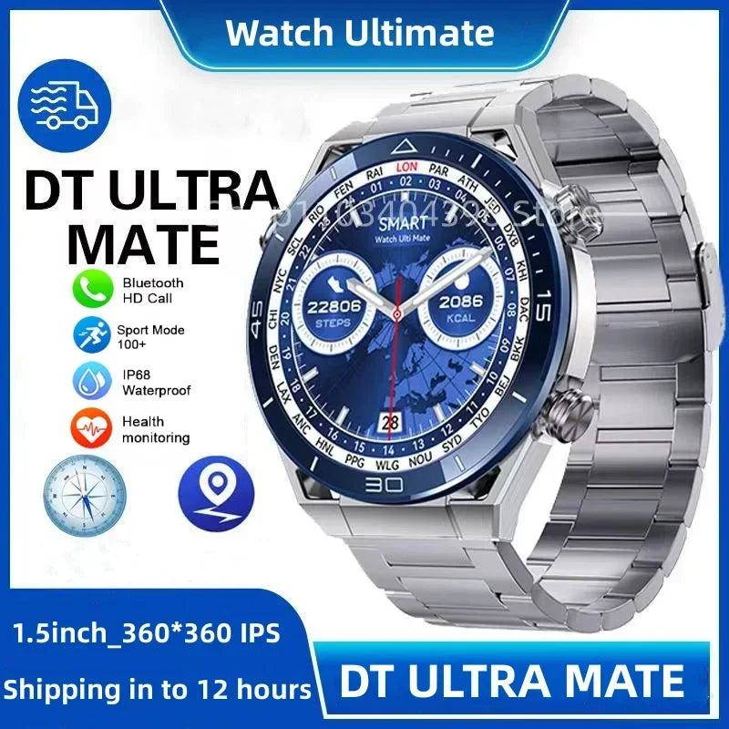 2025 NFC AMOLED Smart Watch Men Custom Dial Answer Call Sport GPS Track Compass IP68 Waterproof Smartwatch For Huawei Ultimate