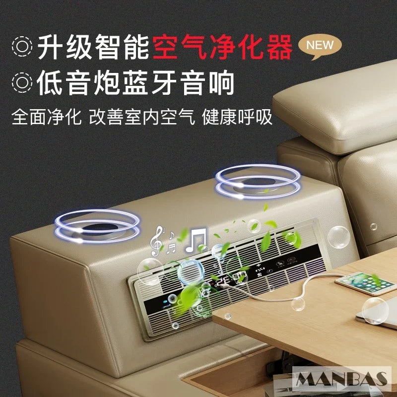 MINGDIBAO Massage Bed with Ultimate Comfort and Genuine Leather Multifunctional Frame - Bluetooth Speaker, Safe Air...