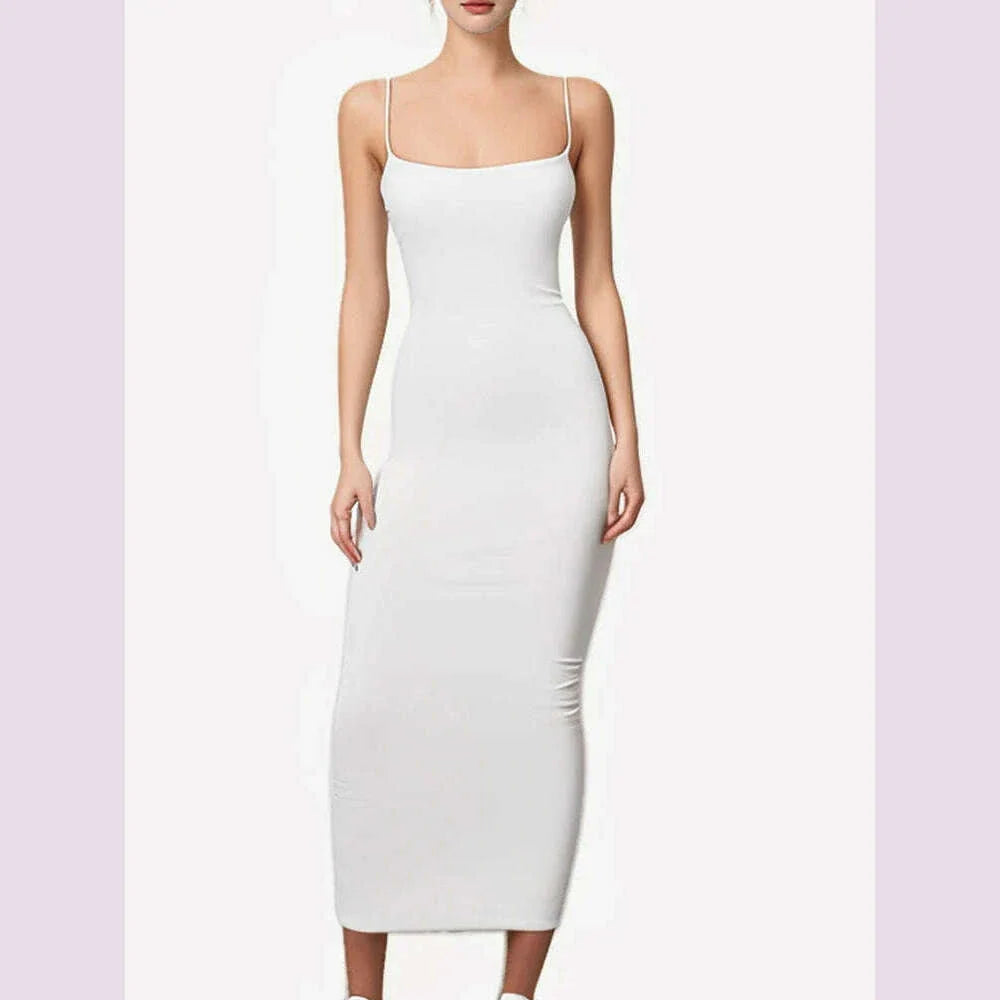 2025 New Spring Summer Women's High Elastic Sleeveless Backless Dress Long Sling Dresses Club Sexy Suspender Dress