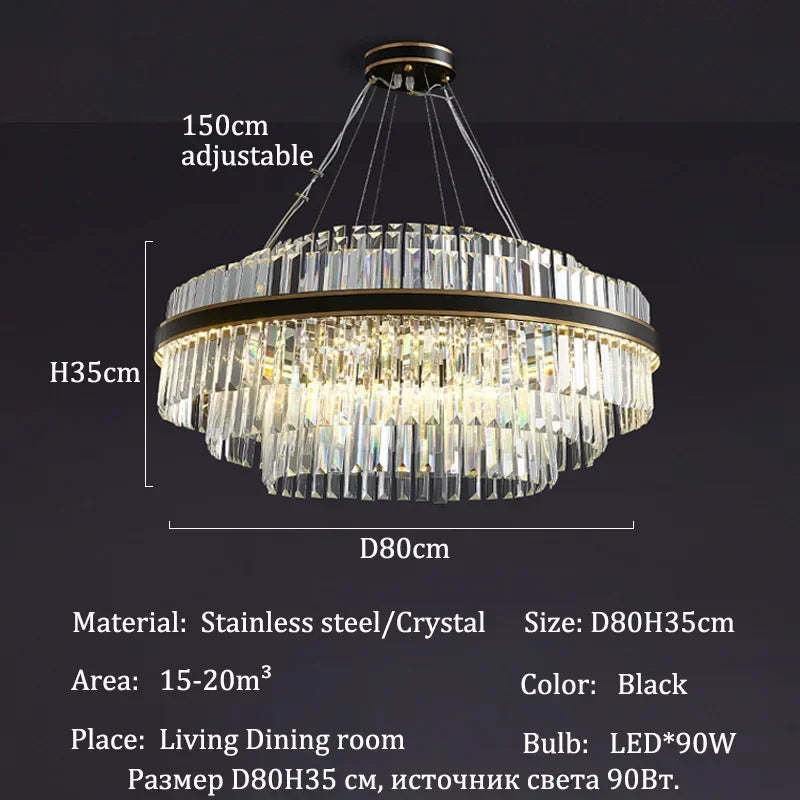 Modern Luxury Crystal Chandeliers Living Dining Room Bedroom Home Decor Pendant Lamp Duplex Villa Lustre Hanging Light Fixture - Kimlud