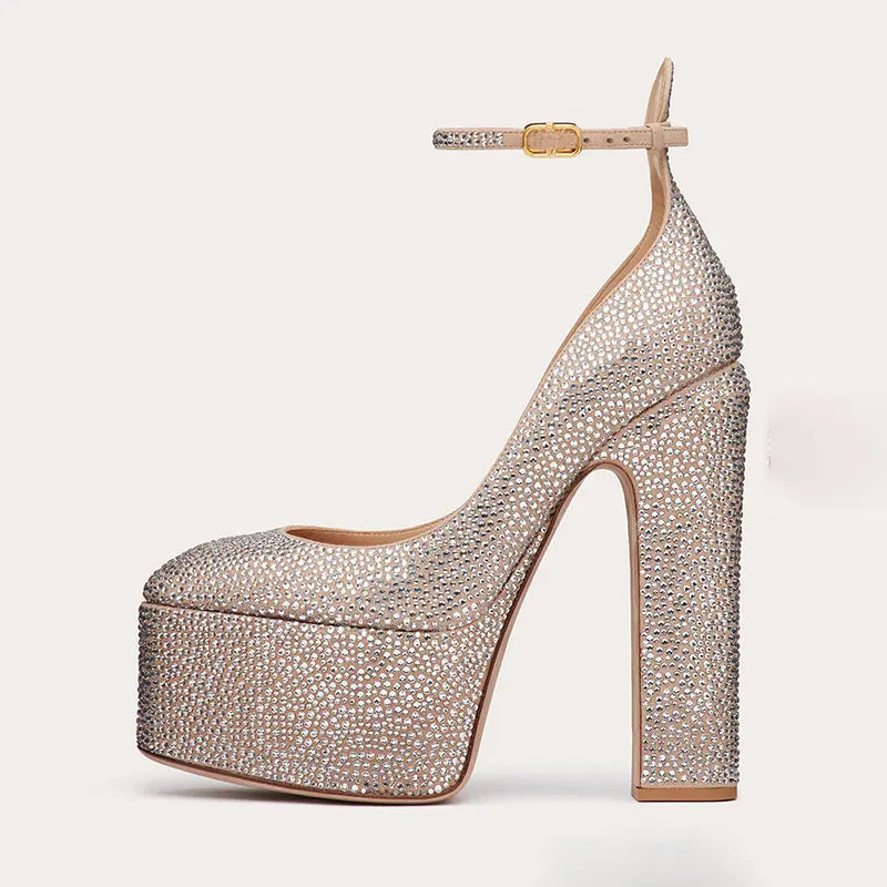 New Brand Women's Shoes Super High Heel Party Fashion Thick Sole Leather Shoes Bridal Shoes Wedding Party Shoes Women Summer