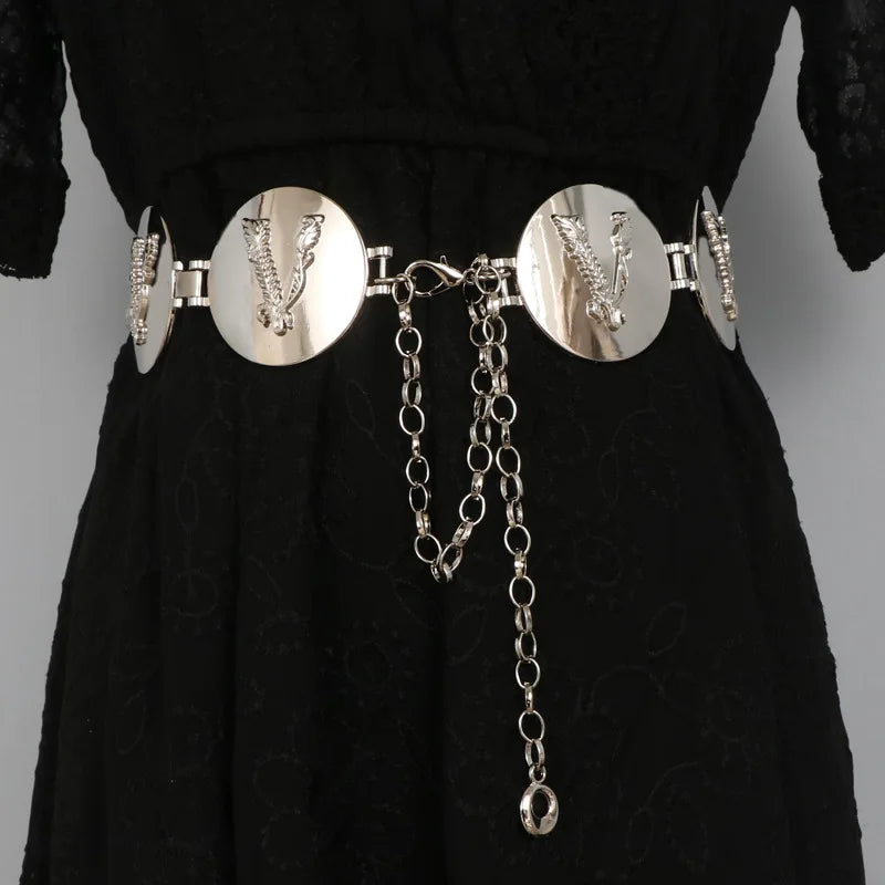 2026 New round gold color silver color alphabet belt luxury dress long waist chain designer belt women's fashion accessories