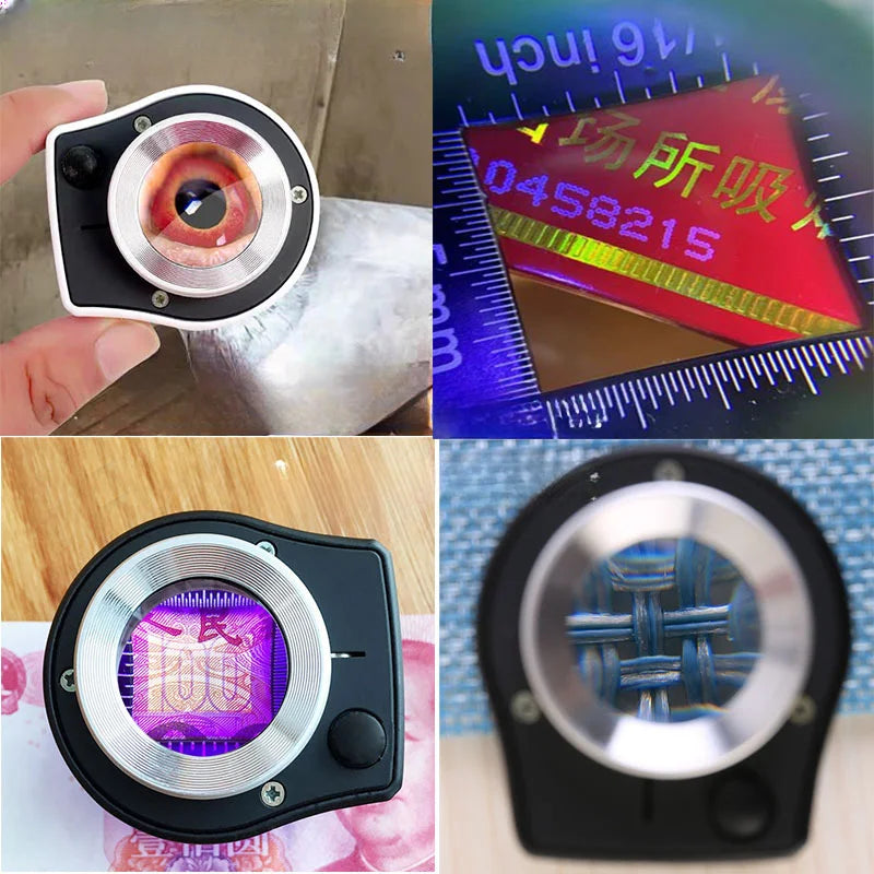 60x magnifying glass USB rechargeable Magnifier Glass Optical Glass Lens Loupe with 6 LED UV lights for Coin Stamps Jewelry