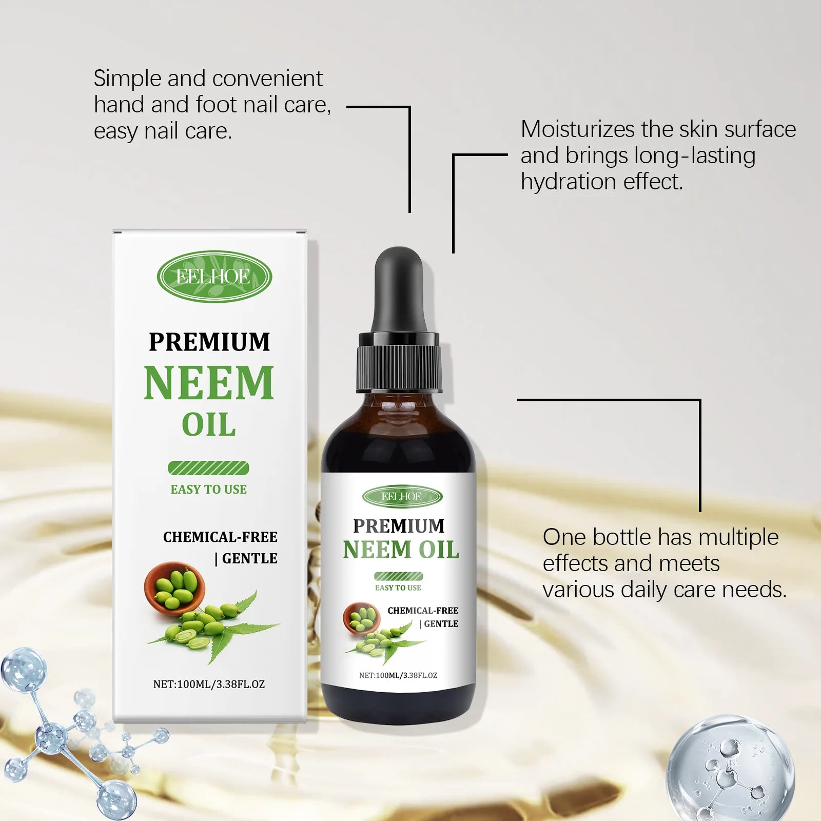 Pure Neem Oil Hair Serum Repairing Damaged Dry Split End Hydrating Nourishing Smoothing Soften Hair Essential Oil Hair Care