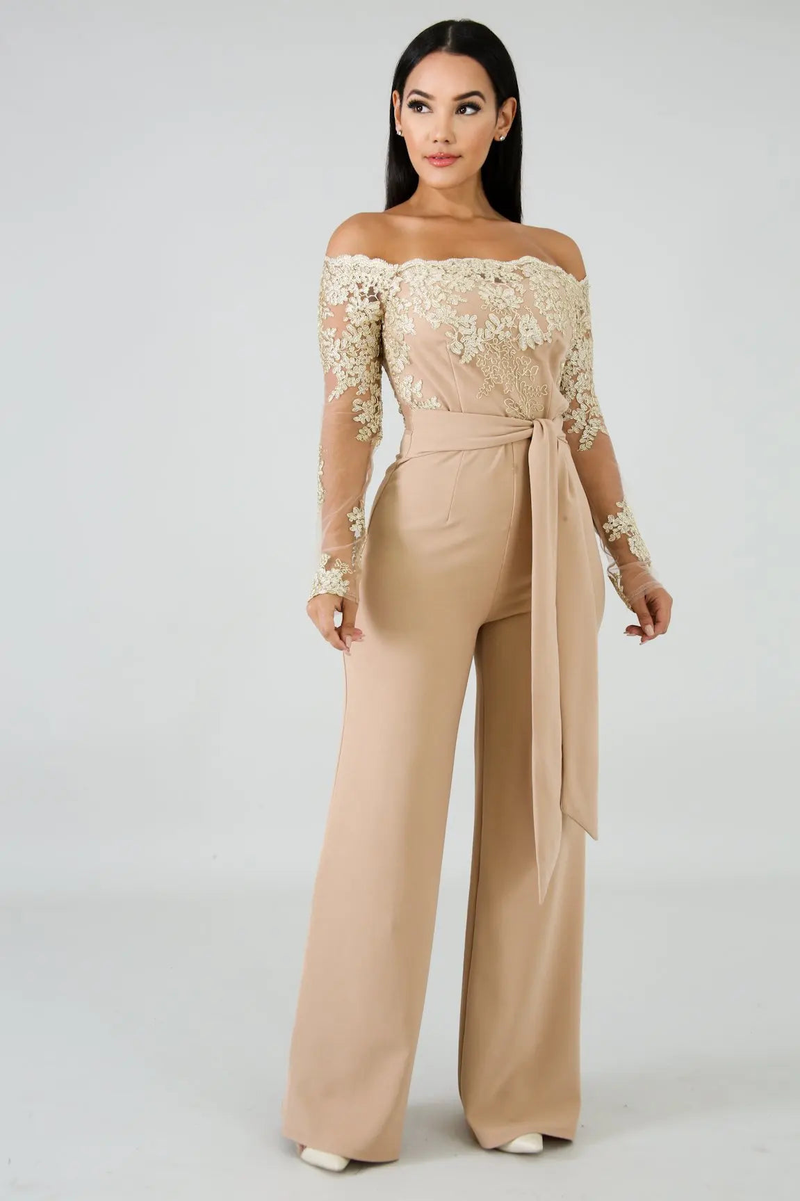 Elegant Lace Stitching Jumpsuit 2025 Summer Wide Leg Pants Romper Women Casual Office Playsuit Holiday Communting Overalls Mujer