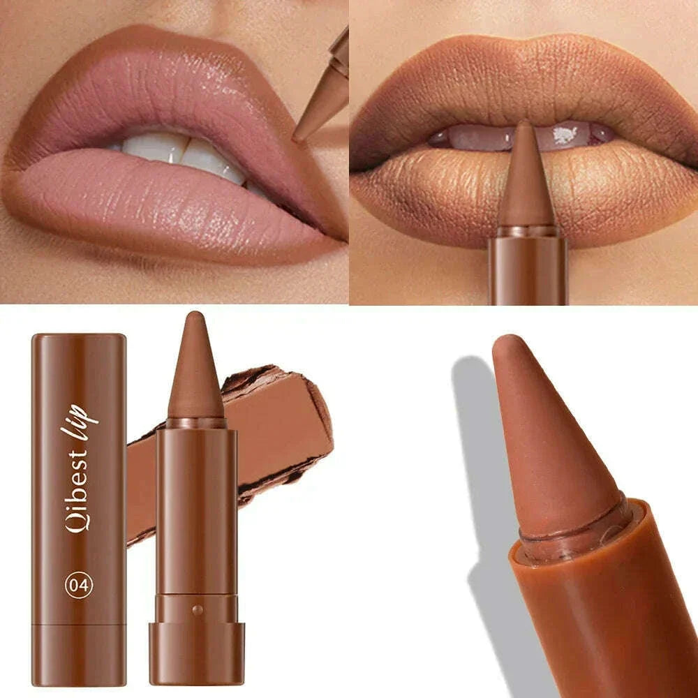 Tapered Lip Liner Pencil Set Lasting Matte Velvet Lip Contour Stick Waterproof Easy Color Lipstick Non Stick Cup Makeup Pen1/6Pc