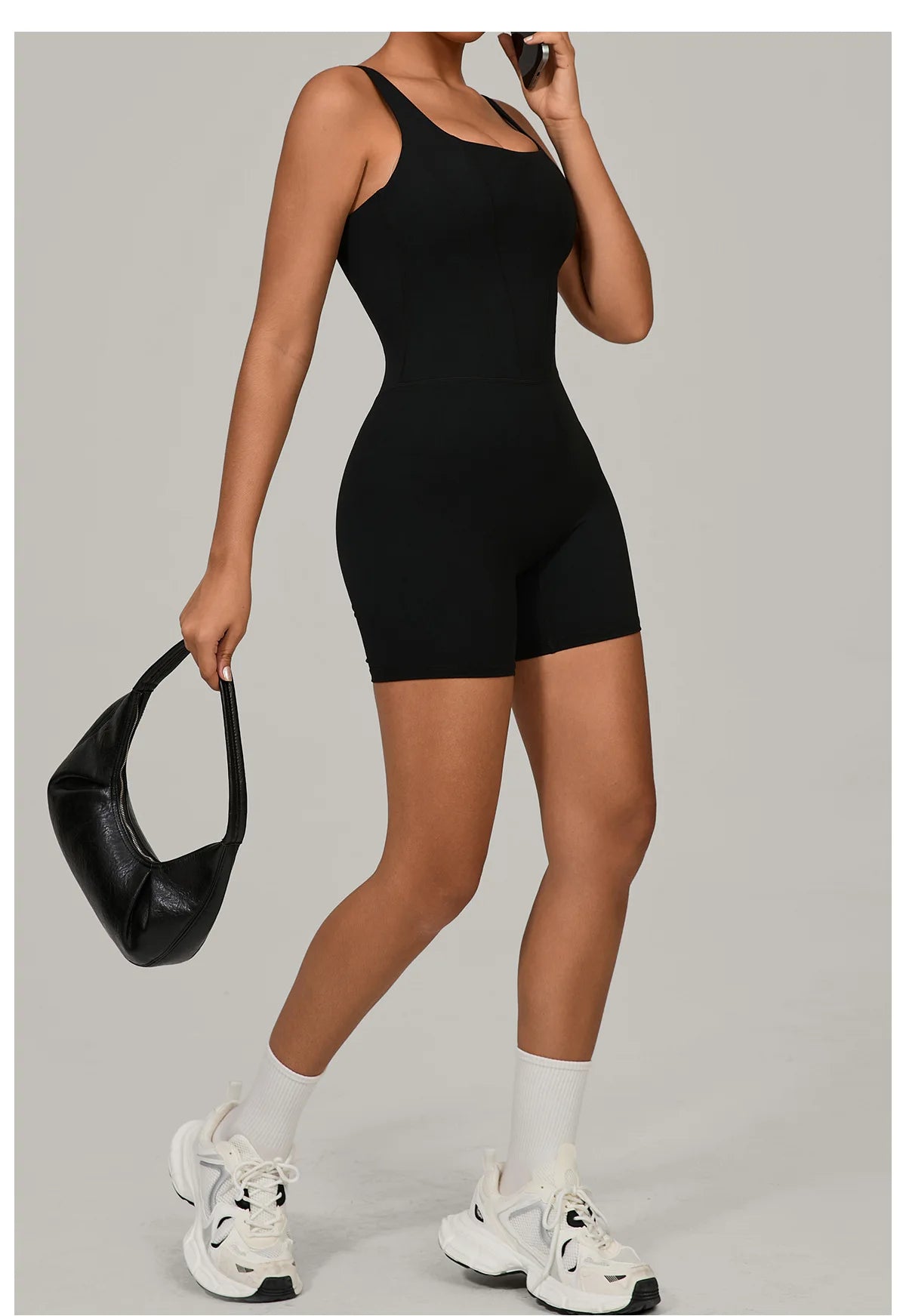 Women's Sports Suit Adjustable Shoulder Strap Jumpsuit One Piece Halter Sleeveless Bodysuit Short Jumpsuits Push Up Sportswear