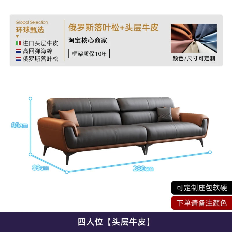 Nordic Leather Sofa Designer Simple Business Leisure Romantic Living Room Sofas Comfortable Adult Decor Sillon Cama Furniture - Kimlud