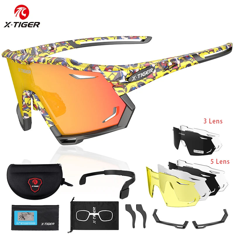 X-TIGER Cycling Glasses UV400 Photochromic Cycling Sunglasses Sports Polarized Men's Sunglasses MTB Racing Bike Glasses Eyewear