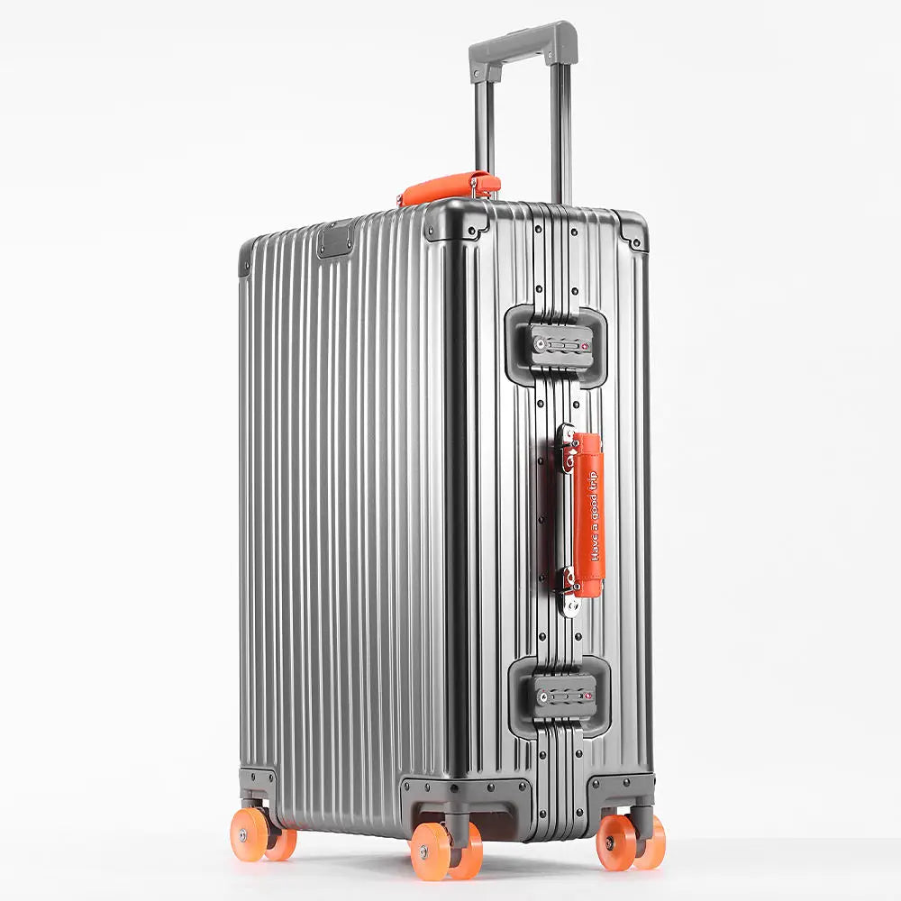 New All Aluminum-magnesium Alloy Suitcase with Spinner Wheel TSA Lock Leather Handle 20/24/29'' Travel Case Bag Rolling Luggage