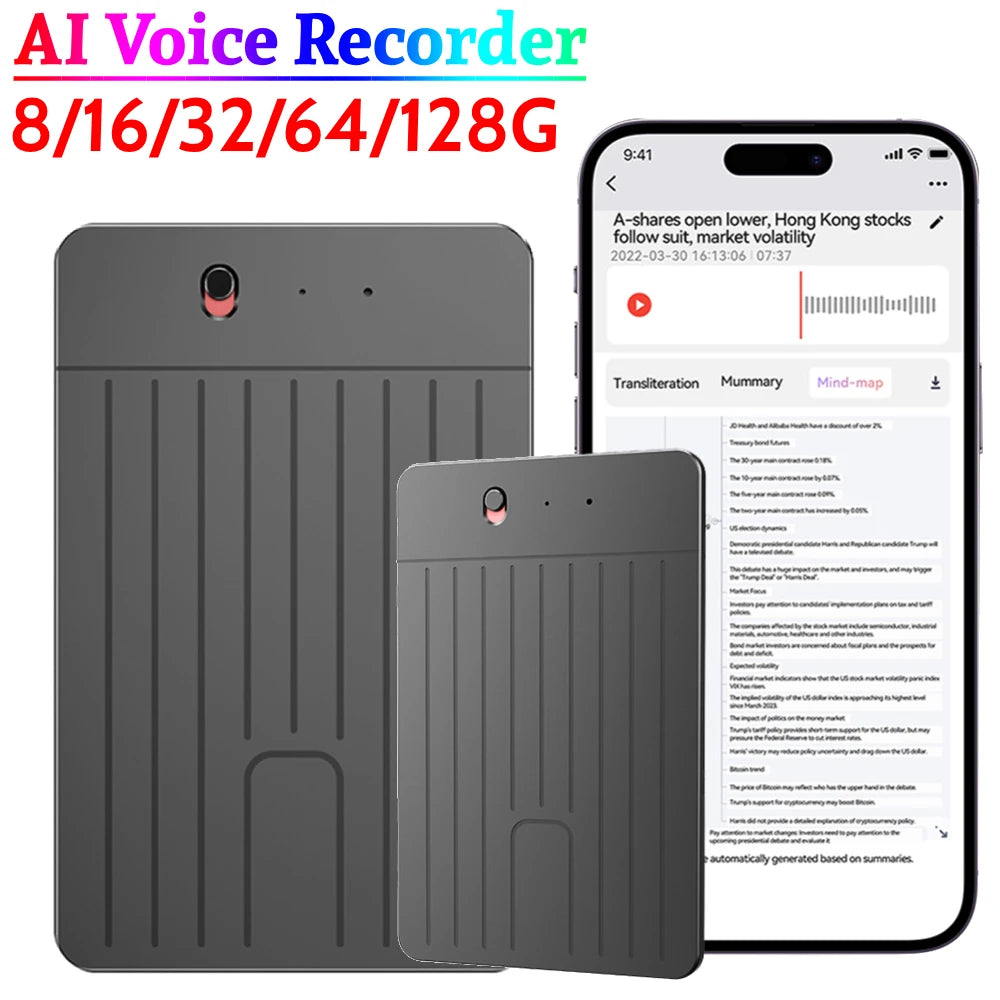 ChatGPT-4 AI Voice Recorder LED Indicator AI Notetaking Device 500mAh Intelligent Note Voice Recorder for International Exchange