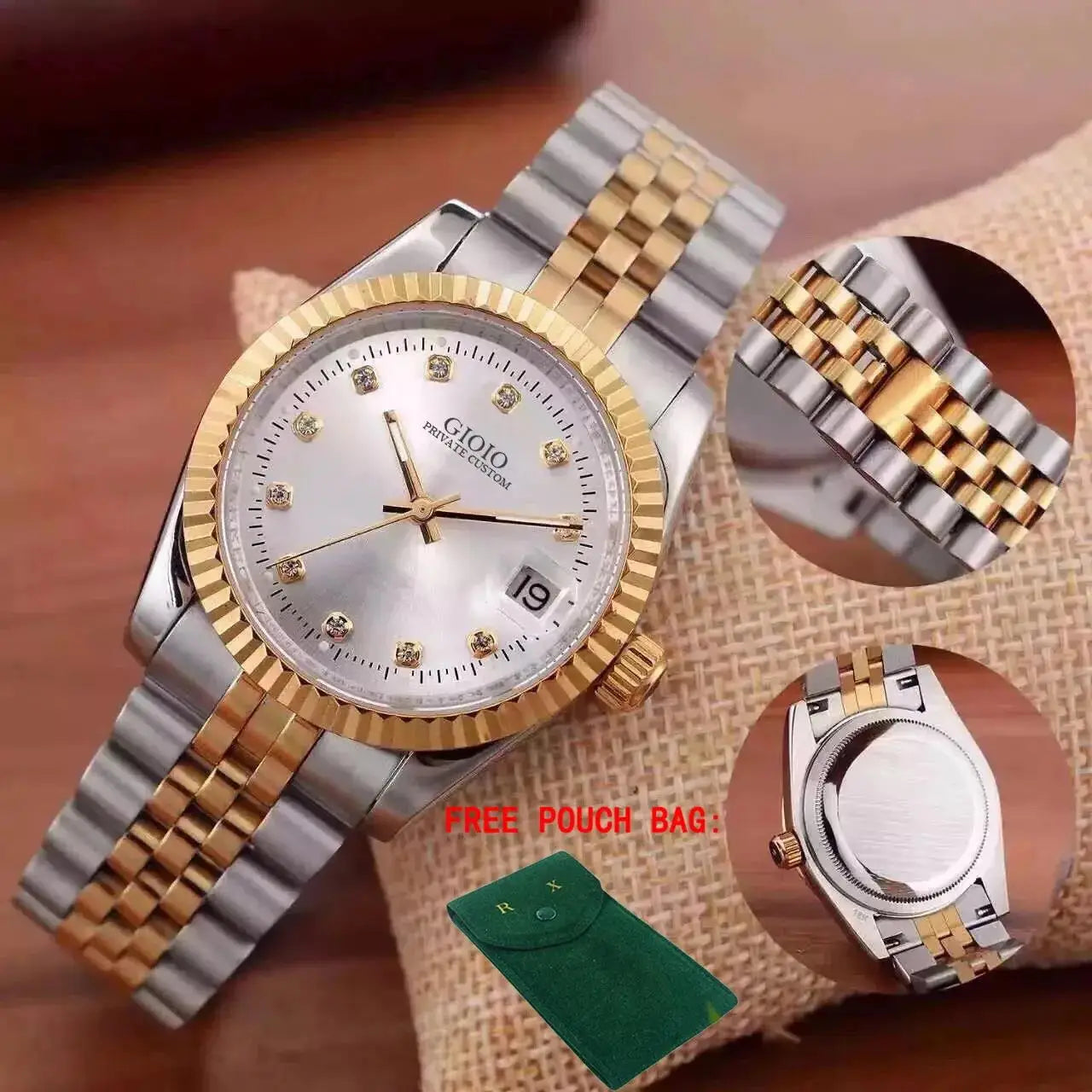 Luxury New Men Watch Automatic Mechanical Watches Stainless Steel Bracelet Silver Gold Black Diamonds Dial for Datejusts Style - Kimlud