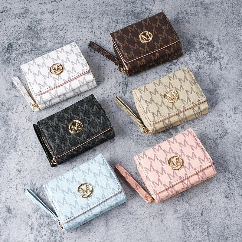 New style women's wallet, short, European and American PU high-end coin purse, printed, multi-card slots, small wallet, money cl