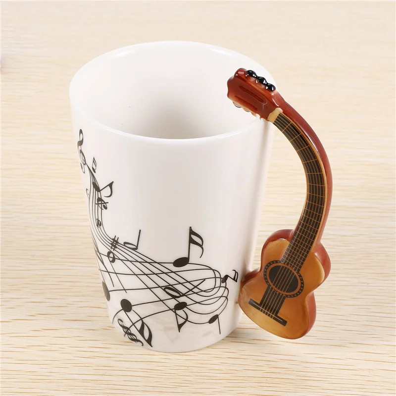 B62B-Creative Novelty Guitar Handle Cup Free Spectrum Coffee Milk Tea Cup Personality Mug Unique Musical Instrument Gift...