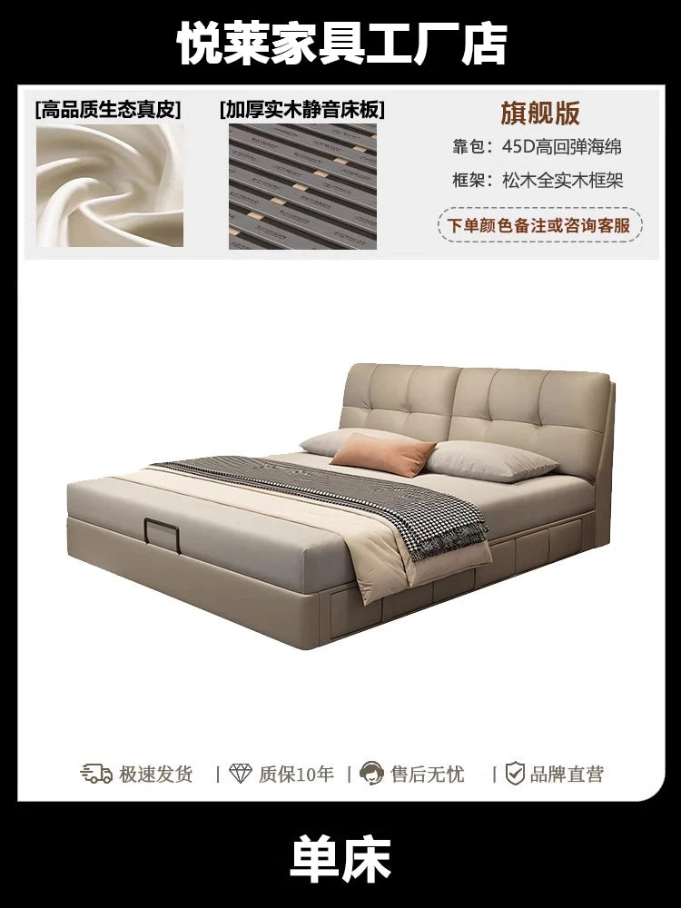 Storage Leather Double Bed Modern Minimalist Frame Luxury Double Bed Cheap Storage Camas Matrimoniales Bedroom Furniture...