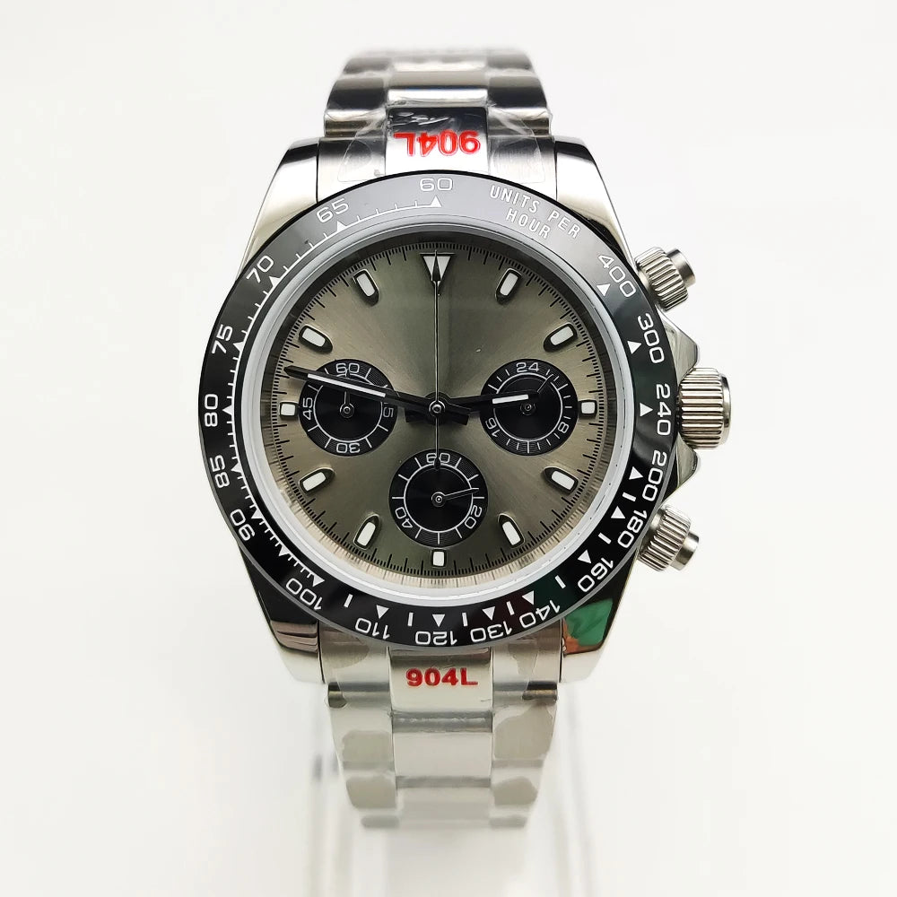 20 color Business 39mm Quartz Watch Men's Timing Sapphire Crystal VK63 Movement Calendar Luminous Blue Dial Stainless Steel Stra