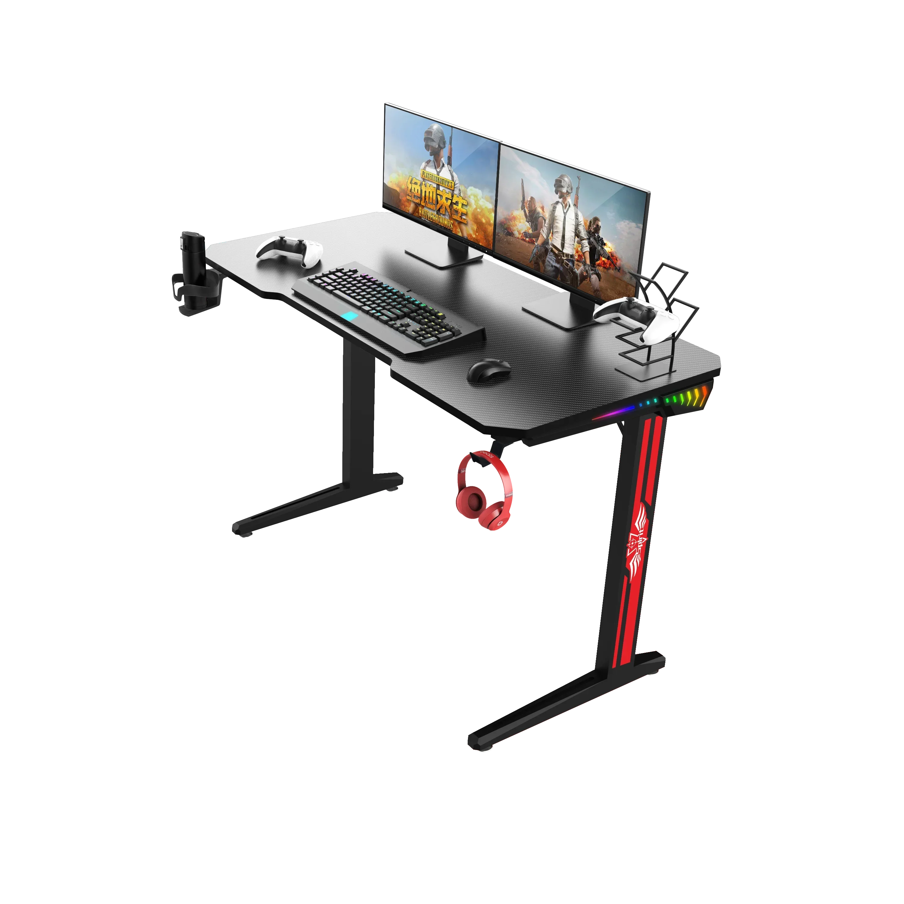 A Wholesale modern large gaming computer desk pc in table big corner custom racing gammer gaming table pc desk with led light