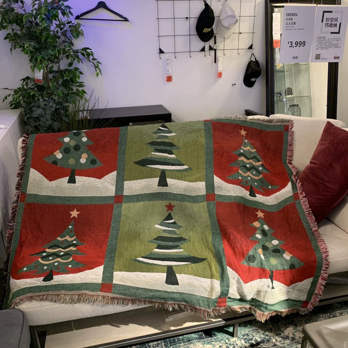 Retro Village Sofa Blanket Cotton Thread Throw Christmas Living Room Leisure Sofa Cover Winter Knitted New Years Gifts Blankets