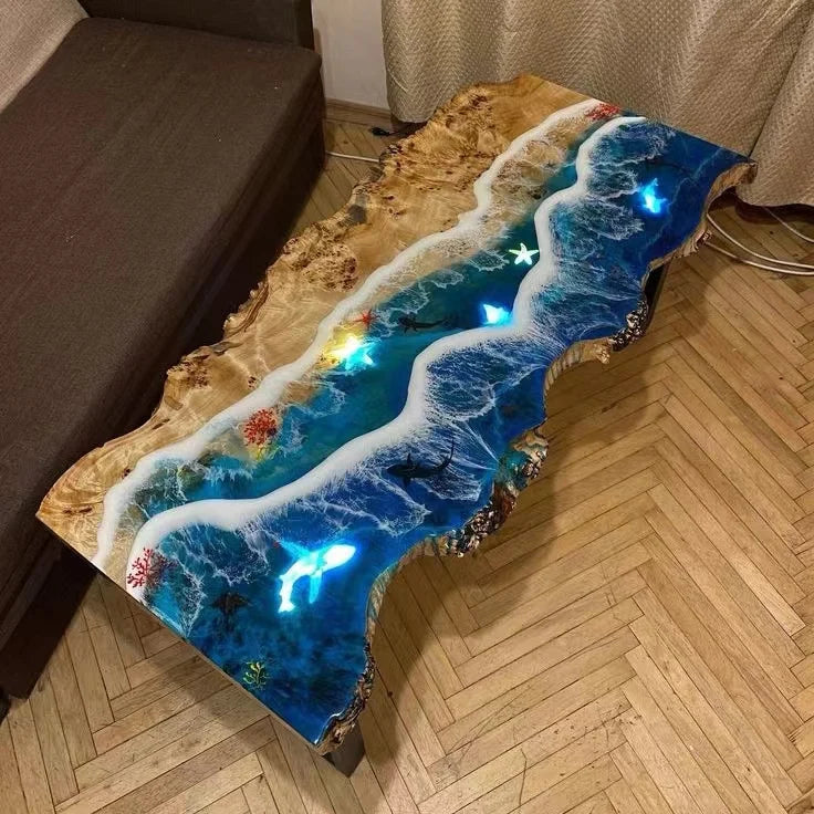 Wholesale Low Price Solid Walnut Coffee Kitchen Restaurant River Epoxy Dining Table