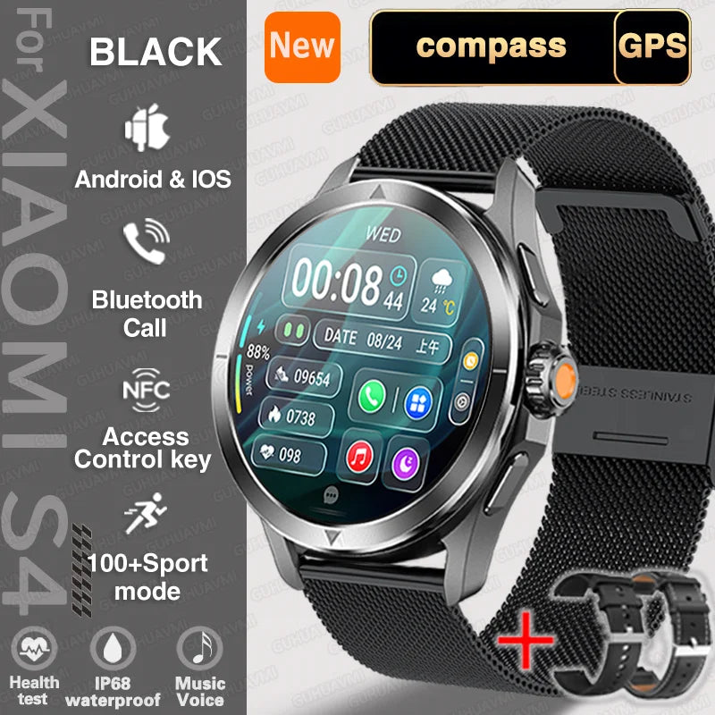 New S4 Ultra Outdoor Sports Men Watches HD AMOLED Display GPS Track Altimeter Heart Rate Bluetooth Call Waterproof Smart Watch
