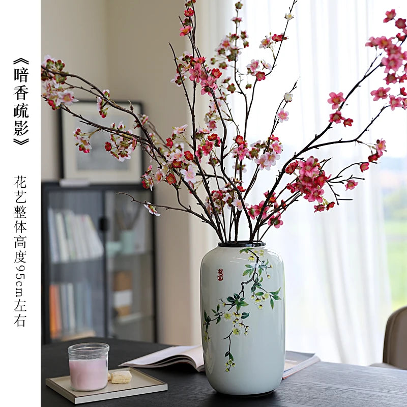 Chinese ceramic vase ornament, living room entrance floral art, home hydroponics creative simple round housewarming gift flower