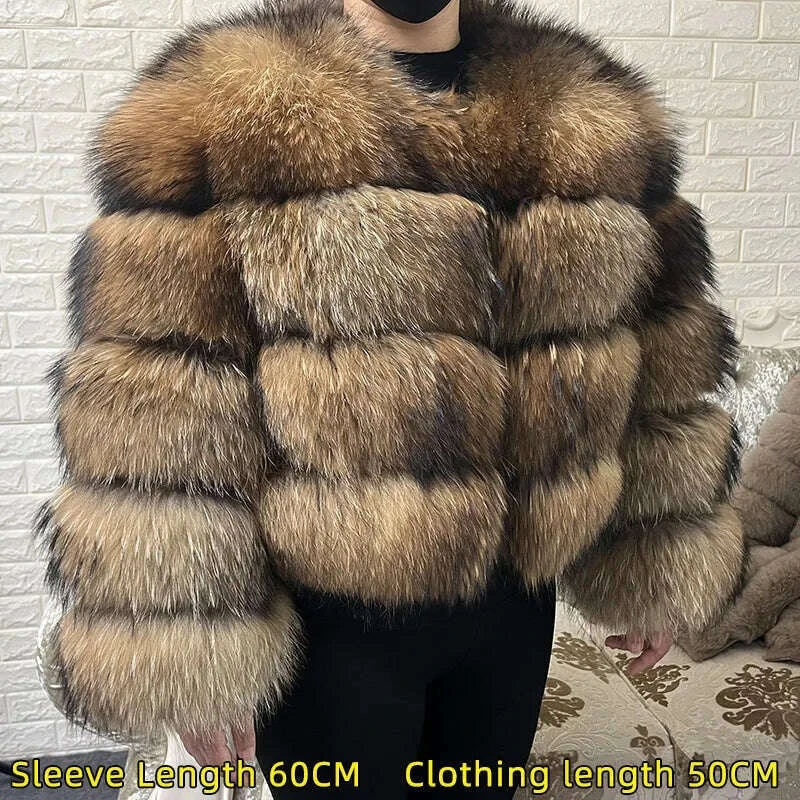 2024 maomaokong Super Hot Winter Women Luxury Thick Real Raccoon Fur Coat Natural Fox Fur Jacket Plus Size Jackets Female Vest