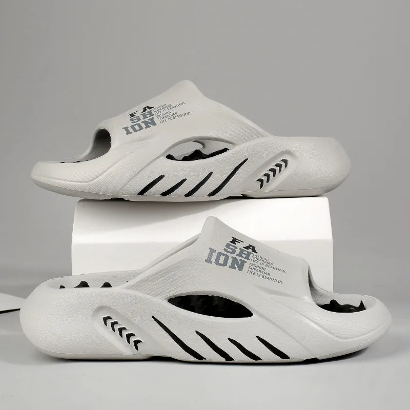 Comwarm New Men Massage Slippers Slides Indoor Outdoor Sandals Beach Casual Shoes Comfortable Sole Men's Slippers Big Size 38-47