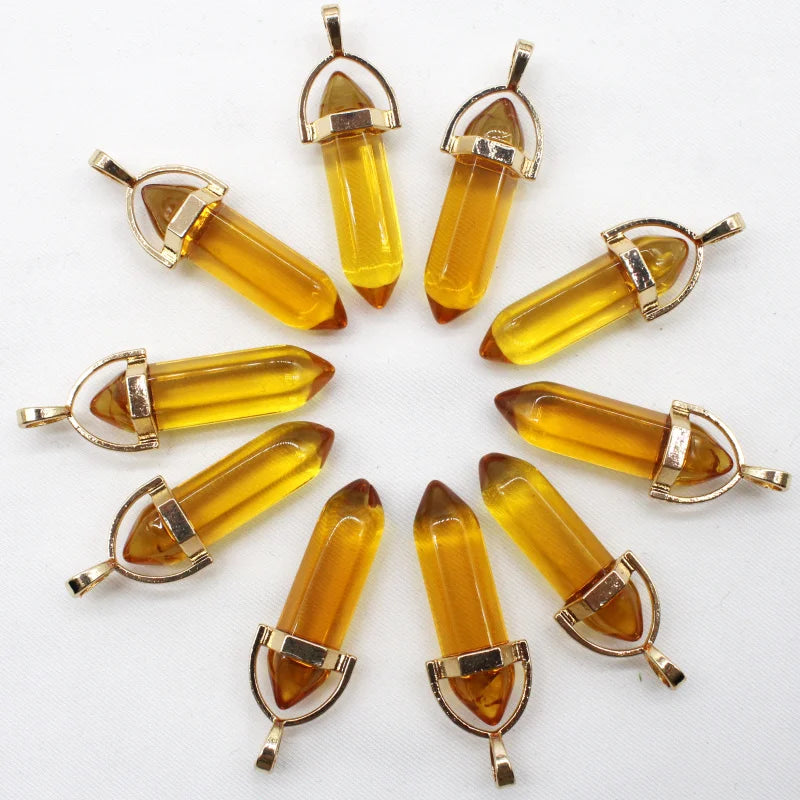 New Fashion Glass Colorfull Pillar Point Charm Pendants for Jewelry Pendants Making 24pcs/lot Wholesale Free Shipping