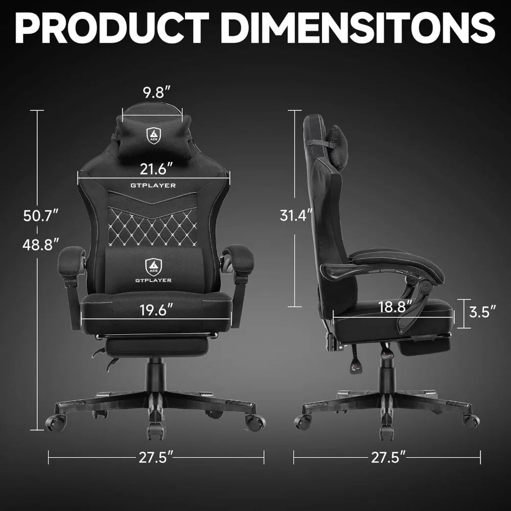 GTPLAYER Gaming Chair, Fabric Computer Office Chair with Pocket Spring Cushion, Ergonomic Office and Gaming, Video Gaming Chair - Kimlud