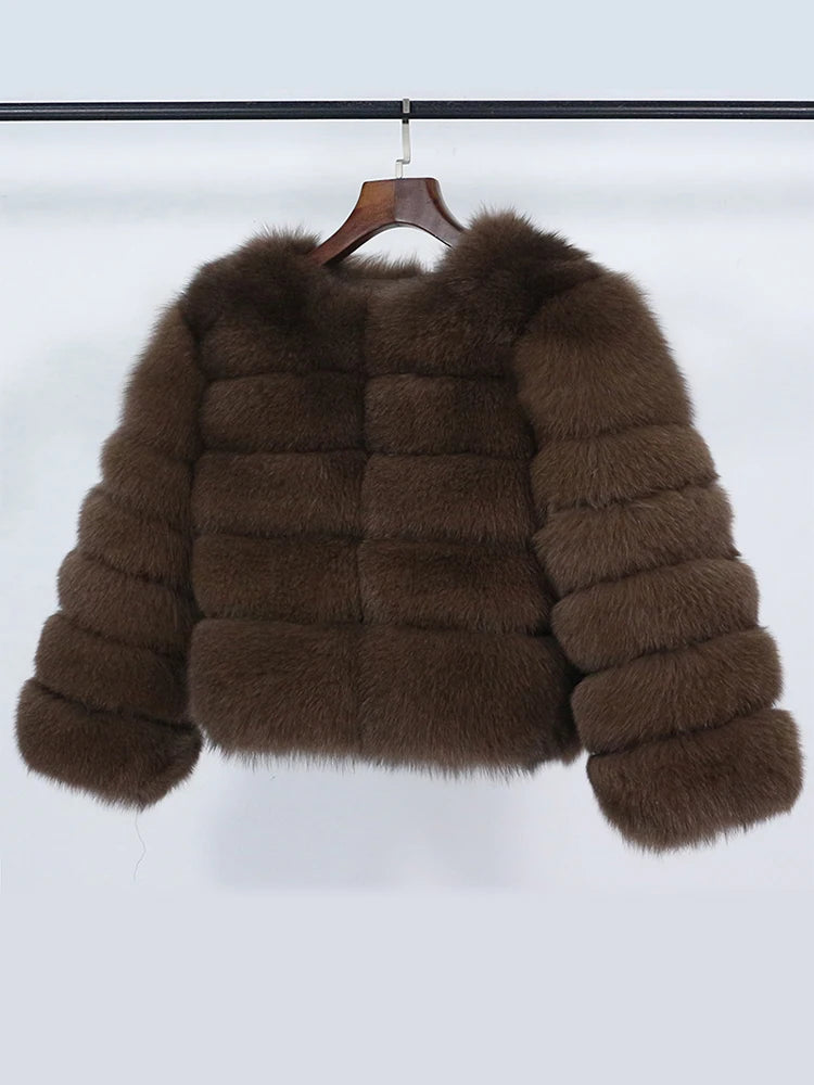 OFTBUY 2022 Winter Jacket Women Real Fox Fur Coat Natural Fox Fur Outerwear O-neck Three Quarter Sleeve Thick Warm Fashion New